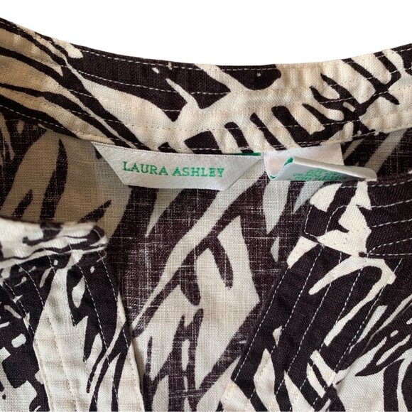 Laura Ashley Abstract Art To Wear 100% Linen Tunic M - Picture 4 of 7